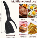 2 in 1 Grip Flip Spatula Tongs Egg Flipper Spatula Nylon Non Stick Coating Pancake Fish French Toast Omelet Making Tool