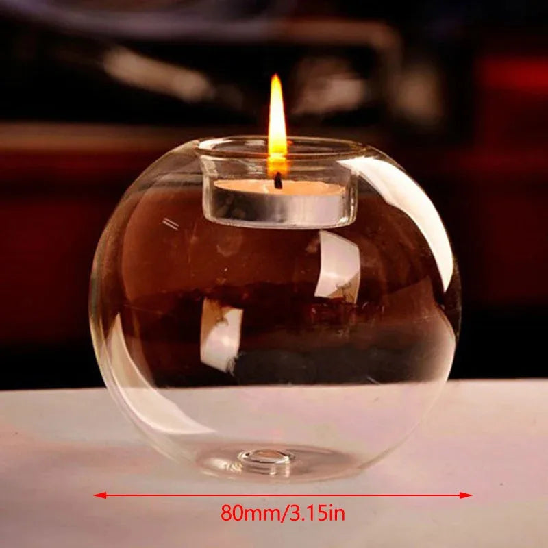 Elegant Round Glass Tealight Candle Holders - European Style Centerpiece for Christmas, Halloween & Wedding Parties
