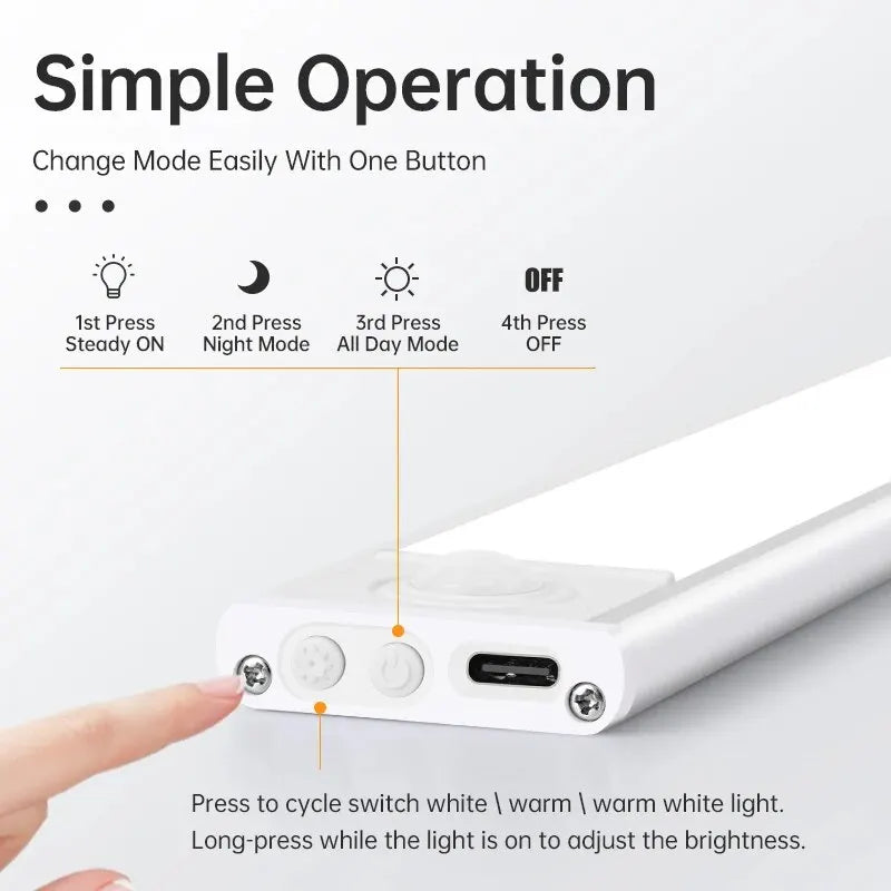 LED Motion Sensor Dark Areas  USB Under Cabinet Light For Kitchen Cabinet Bedroom Wardrobe Bathroom Mirror Sensor Indoor Lighting