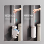 Wall-mounted Disposable Toilet Brush with Replaceable, Bathroom Cleaning Tools WC