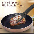 2 in 1 Grip Flip Spatula Tongs Egg Flipper Spatula Nylon Non Stick Coating Pancake Fish French Toast Omelet Making Tool