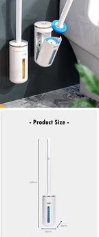 Wall-mounted Disposable Toilet Brush with Replaceable, Bathroom Cleaning Tools WC