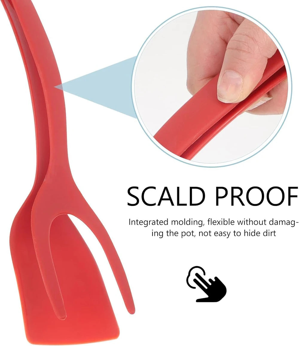 2 in 1 Grip Flip Spatula Tongs Egg Flipper Spatula Nylon Non Stick Coating Pancake Fish French Toast Omelet Making Tool