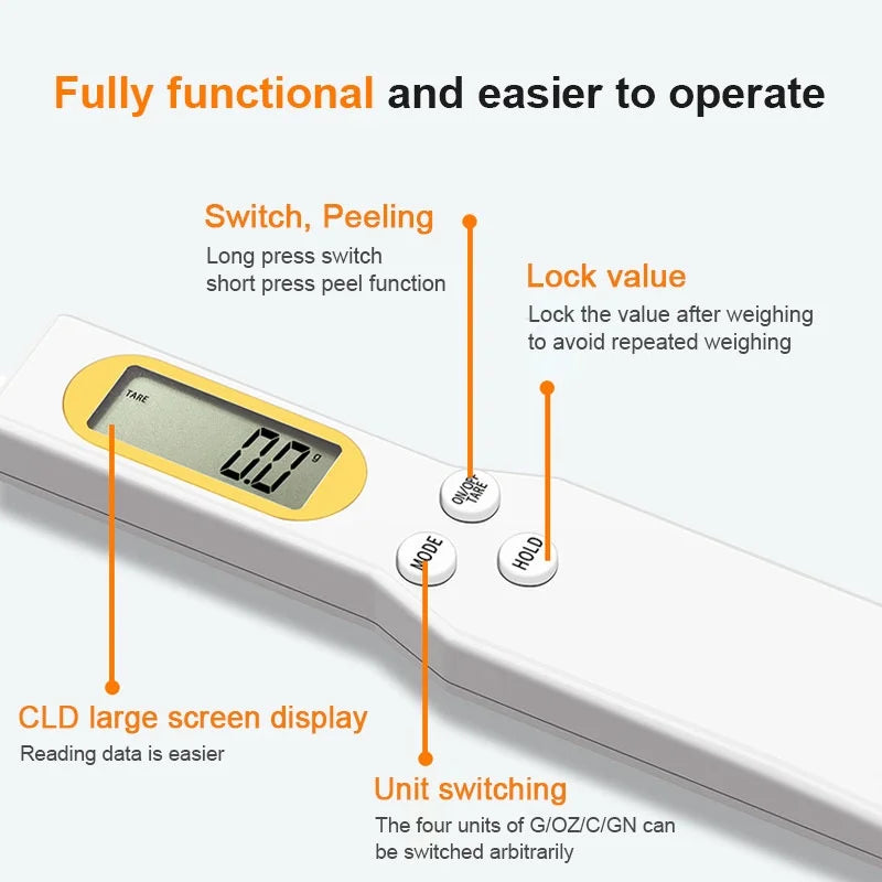 Mini Spoon Scale Digital Kitchen Scale Electronic 0.1-500g Cooking Powder Weight Measure Spoon