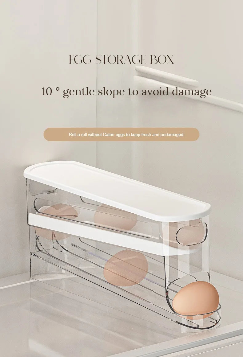 Bilayer Fridge Egg Storage Box Automatic Rolling Eggs Holder Rack Ladder Style Refrigerator Eggs Dispenser Egg Organizer Holder
