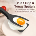 2 in 1 Grip Flip Spatula Tongs Egg Flipper Spatula Nylon Non Stick Coating Pancake Fish French Toast Omelet Making Tool