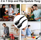 2 in 1 Grip Flip Spatula Tongs Egg Flipper Spatula Nylon Non Stick Coating Pancake Fish French Toast Omelet Making Tool