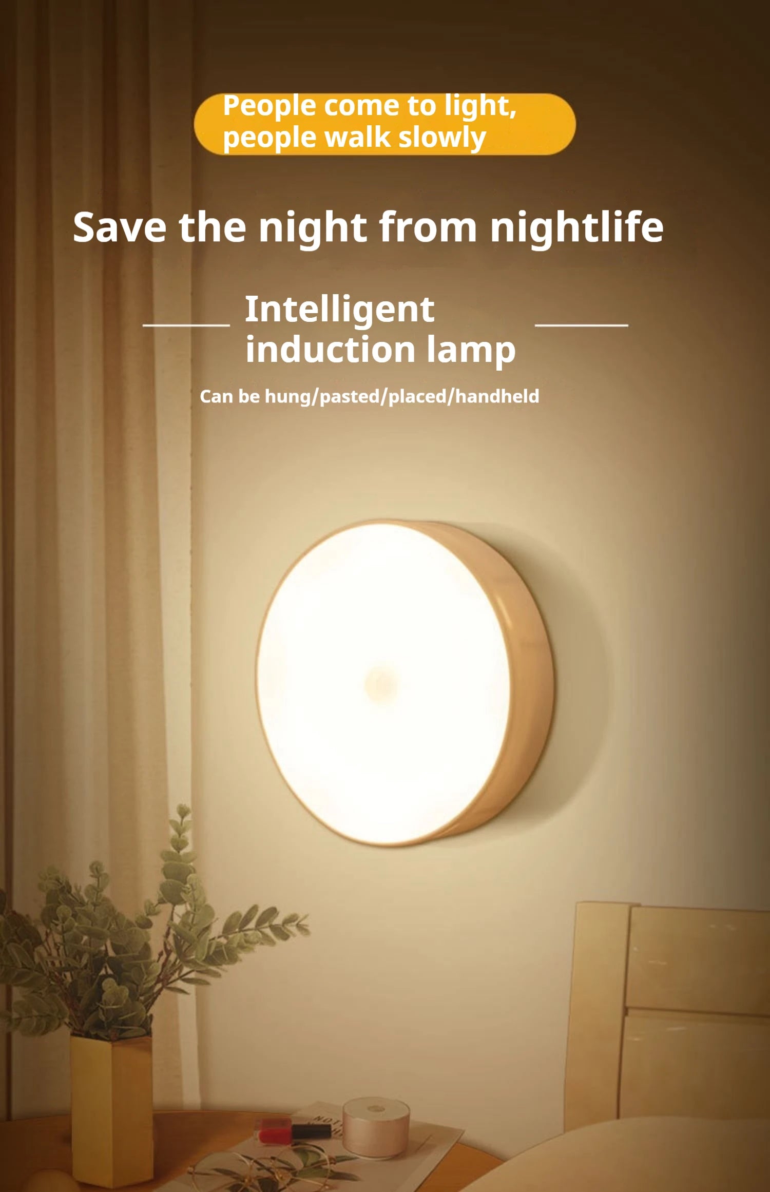 Motion Sensor Night Light - Wireless LED Detector Lamp for Bedroom Staircase Closet and Room Decor