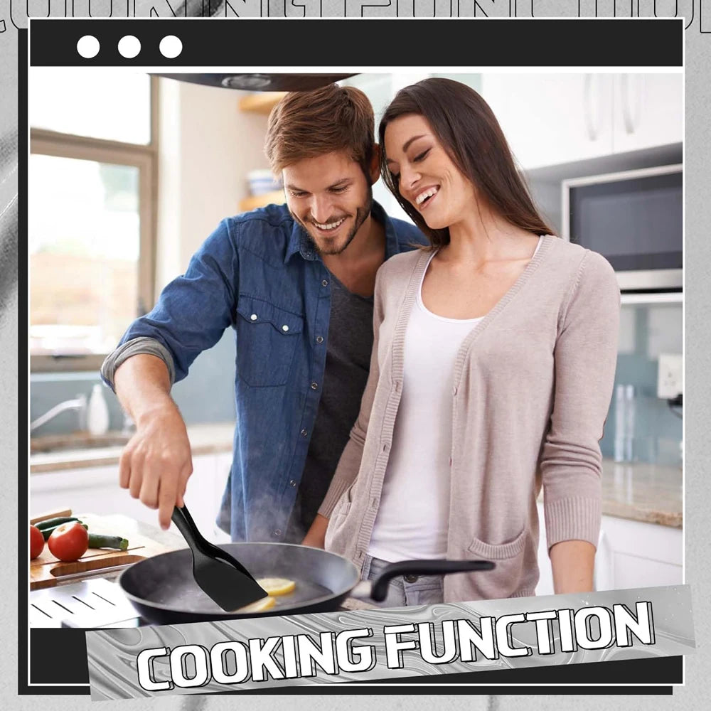 2 in 1 Grip Flip Spatula Tongs Egg Flipper Spatula Nylon Non Stick Coating Pancake Fish French Toast Omelet Making Tool
