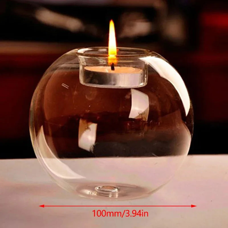 Elegant Round Glass Tealight Candle Holders - European Style Centerpiece for Christmas, Halloween & Wedding Parties