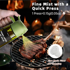 2-in-1 Glass Oil Dispenser & Sprayer - 470ml/16oz Leakproof Olive Oil Sprayer Bottle for Cooking, Air Fryer, BBQ, Baking, Salad