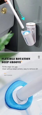 Wall-mounted Disposable Toilet Brush with Replaceable, Bathroom Cleaning Tools WC