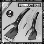 2 in 1 Grip Flip Spatula Tongs Egg Flipper Spatula Nylon Non Stick Coating Pancake Fish French Toast Omelet Making Tool