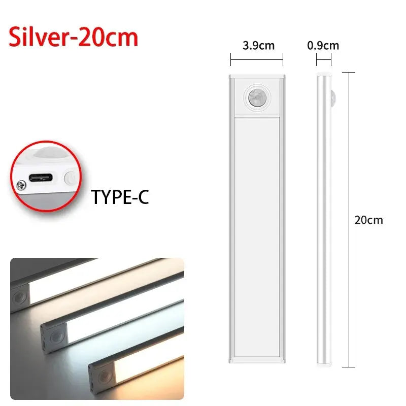 LED Motion Sensor Dark Areas  USB Under Cabinet Light For Kitchen Cabinet Bedroom Wardrobe Bathroom Mirror Sensor Indoor Lighting