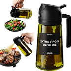 2-in-1 Glass Oil Dispenser & Sprayer - 470ml/16oz Leakproof Olive Oil Sprayer Bottle for Cooking, Air Fryer, BBQ, Baking, Salad
