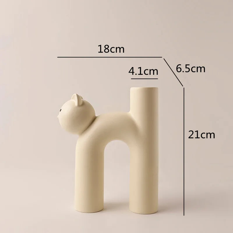 Cute Cat Vase Cathead H-shaped Tube Vase Flower Arrangement Hydroponics Accessories Home Furnishing Decoration Vases Pots