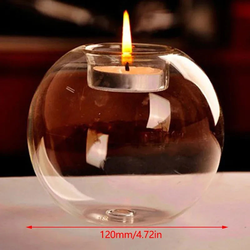 Elegant Round Glass Tealight Candle Holders - European Style Centerpiece for Christmas, Halloween & Wedding Parties