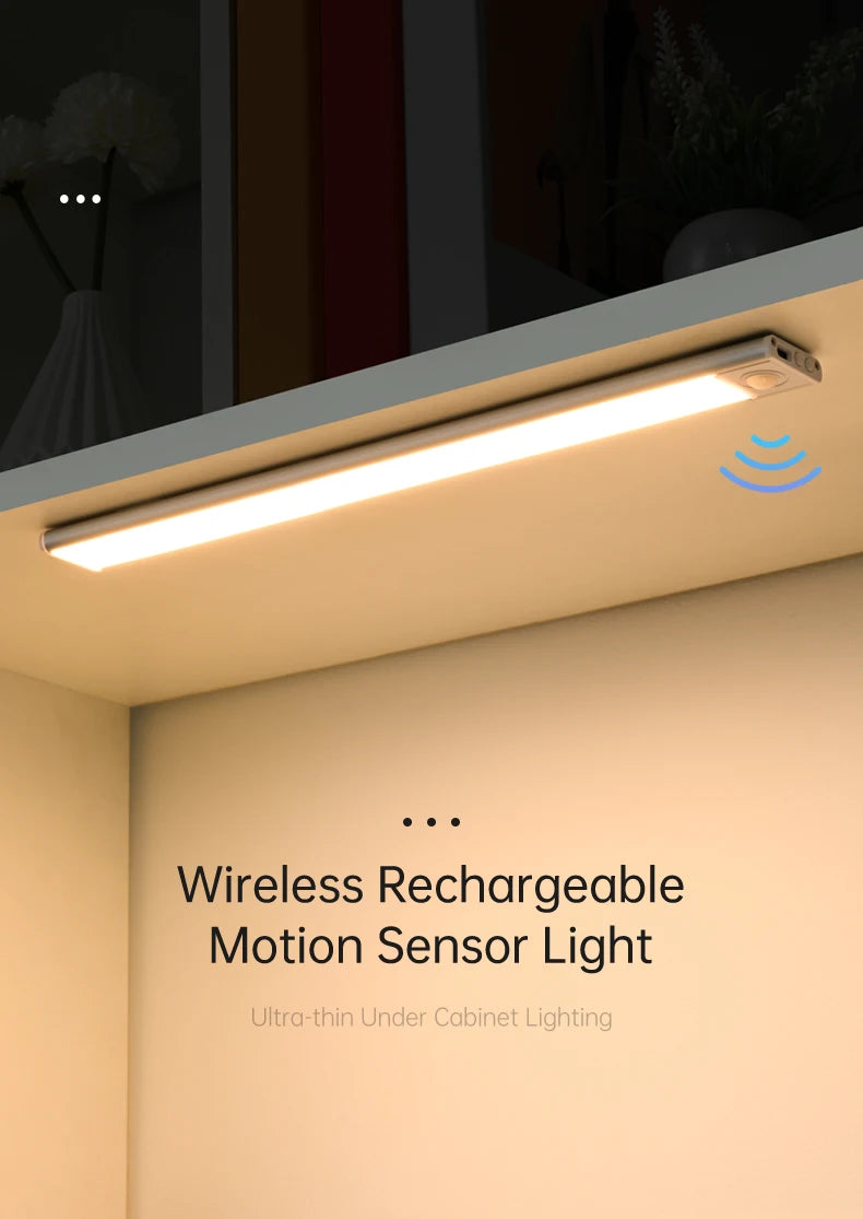 LED Motion Sensor Dark Areas  USB Under Cabinet Light For Kitchen Cabinet Bedroom Wardrobe Bathroom Mirror Sensor Indoor Lighting