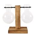 Glass Desktop Planter Bulb Vase Wooden Stand Hydroponic Plant Container Home Tabletop Decor Vases