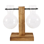 Glass Desktop Planter Bulb Vase Wooden Stand Hydroponic Plant Container Home Tabletop Decor Vases