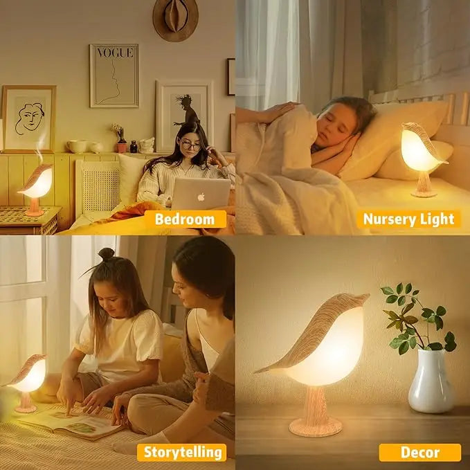 LED Touch - Control Bird Lamp - Art Deco, 3-Levels Dimmable, USB-Cordless with Rechargeable Battery