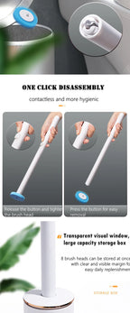 Wall-mounted Disposable Toilet Brush with Replaceable, Bathroom Cleaning Tools WC