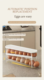 Bilayer Fridge Egg Storage Box Automatic Rolling Eggs Holder Rack Ladder Style Refrigerator Eggs Dispenser Egg Organizer Holder