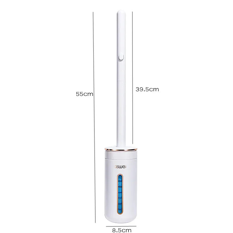 Wall-mounted Disposable Toilet Brush with Replaceable, Bathroom Cleaning Tools WC