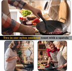 2 in 1 Grip Flip Spatula Tongs Egg Flipper Spatula Nylon Non Stick Coating Pancake Fish French Toast Omelet Making Tool