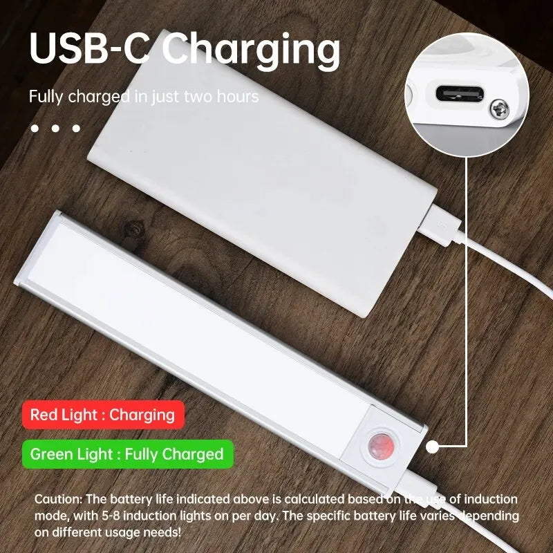 LED Motion Sensor Dark Areas  USB Under Cabinet Light For Kitchen Cabinet Bedroom Wardrobe Bathroom Mirror Sensor Indoor Lighting