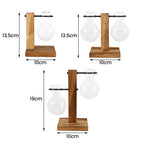 Glass Desktop Planter Bulb Vase Wooden Stand Hydroponic Plant Container Home Tabletop Decor Vases