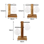 Glass Desktop Planter Bulb Vase Wooden Stand Hydroponic Plant Container Home Tabletop Decor Vases