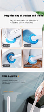 Wall-mounted Disposable Toilet Brush with Replaceable, Bathroom Cleaning Tools WC