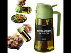 2-in-1 Glass Oil Dispenser & Sprayer - 470ml/16oz Leakproof Olive Oil Sprayer Bottle for Cooking, Air Fryer, BBQ, Baking, Salad